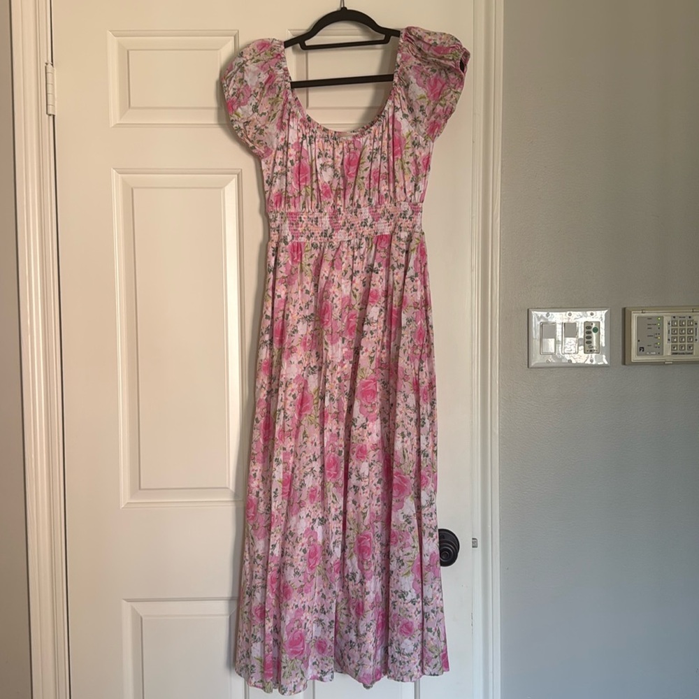 LoveShackFancy Pink Cotton Babydoll Dress